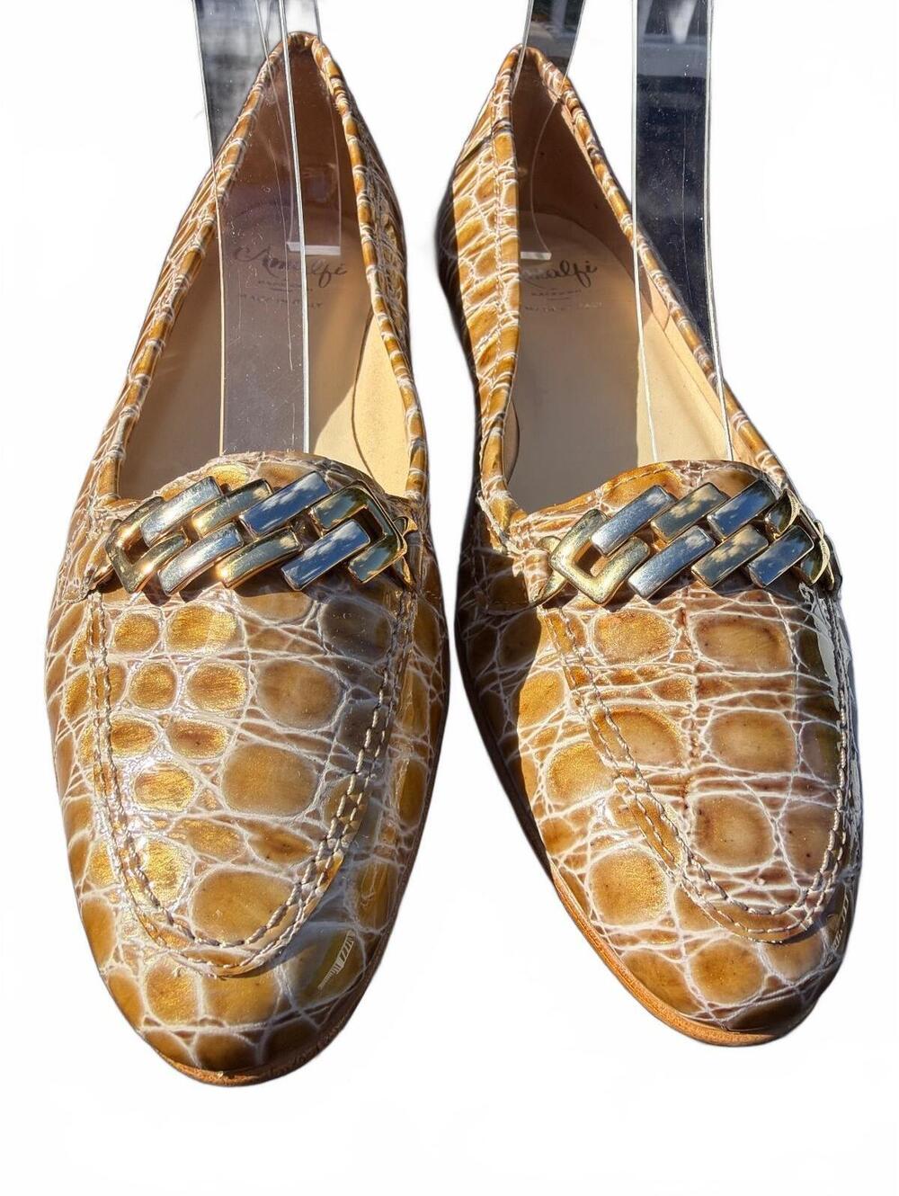 Crocodile Embossed Patent Leather Loafers Shoes Womens 7.5 NWT WOB